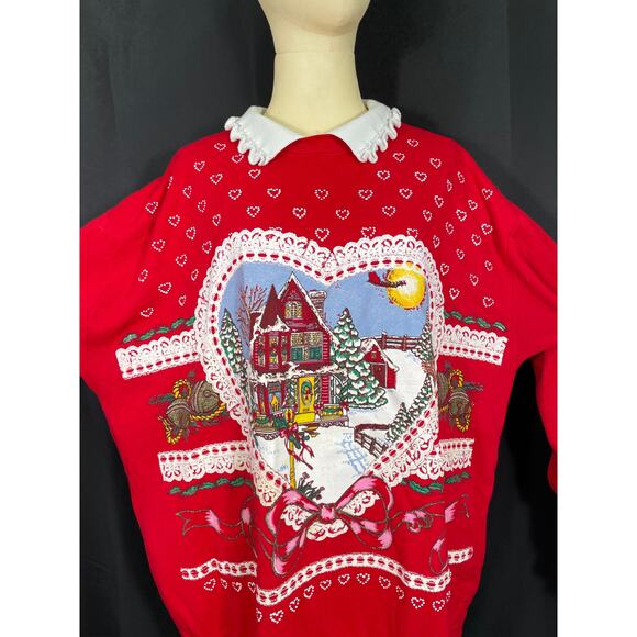 Nutcracker, Plus Size Ugly Christmas Sweatshirt, Lace Collar, Heart, Bow Bells - Picture 1 of 7